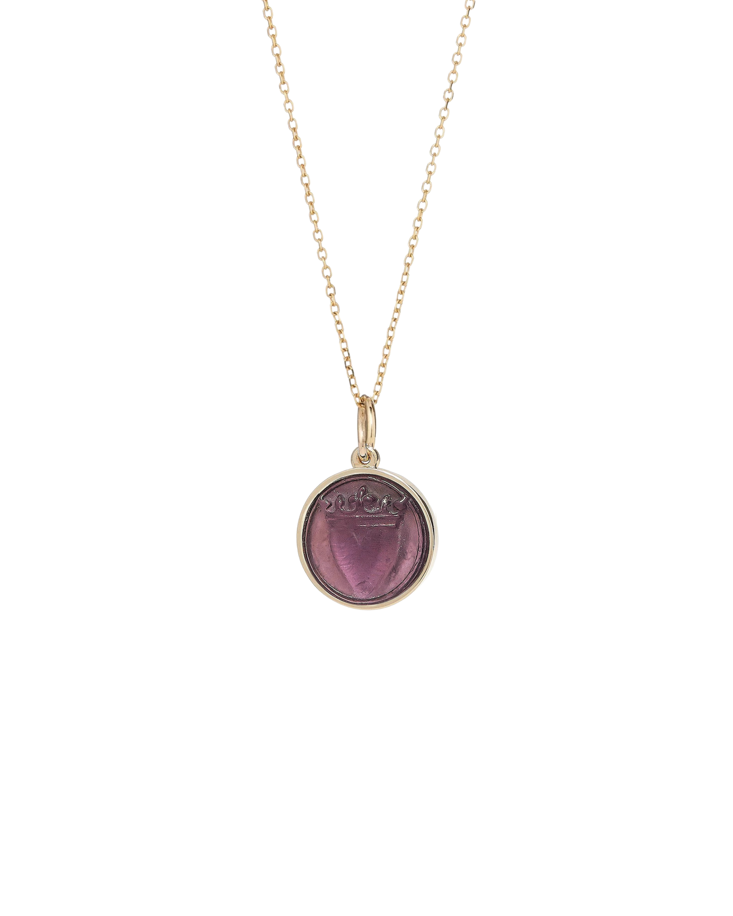 Purple Crowned Heart Intaglio Pendant