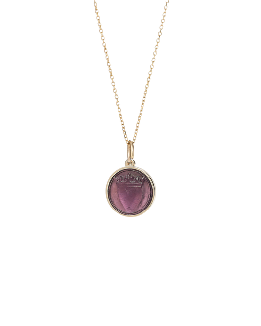 Purple Crowned Heart Intaglio Pendant