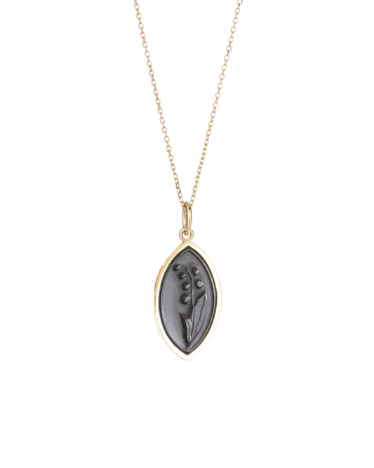 Lily Black Jasper Intaglio Pendant