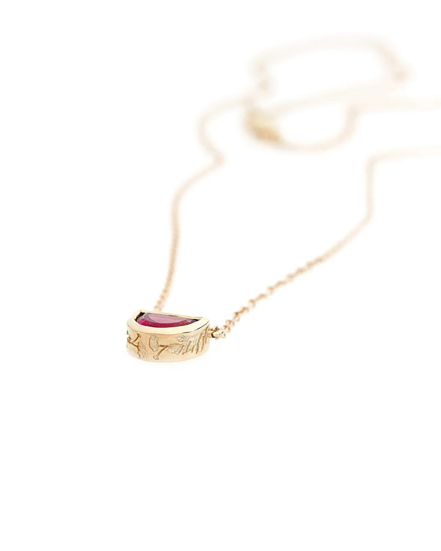 Poppy Half Moon Garnet Necklace