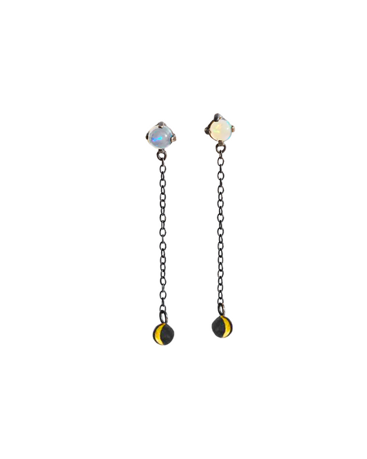 Crescent Moon Chain Earrings