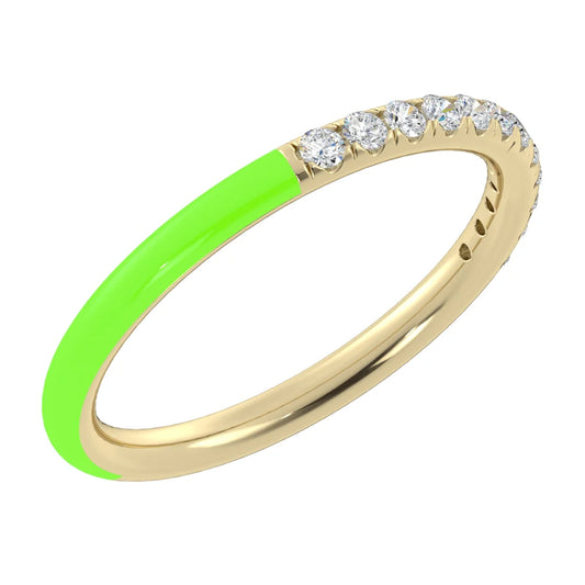 Green Enamel Diamond Ring