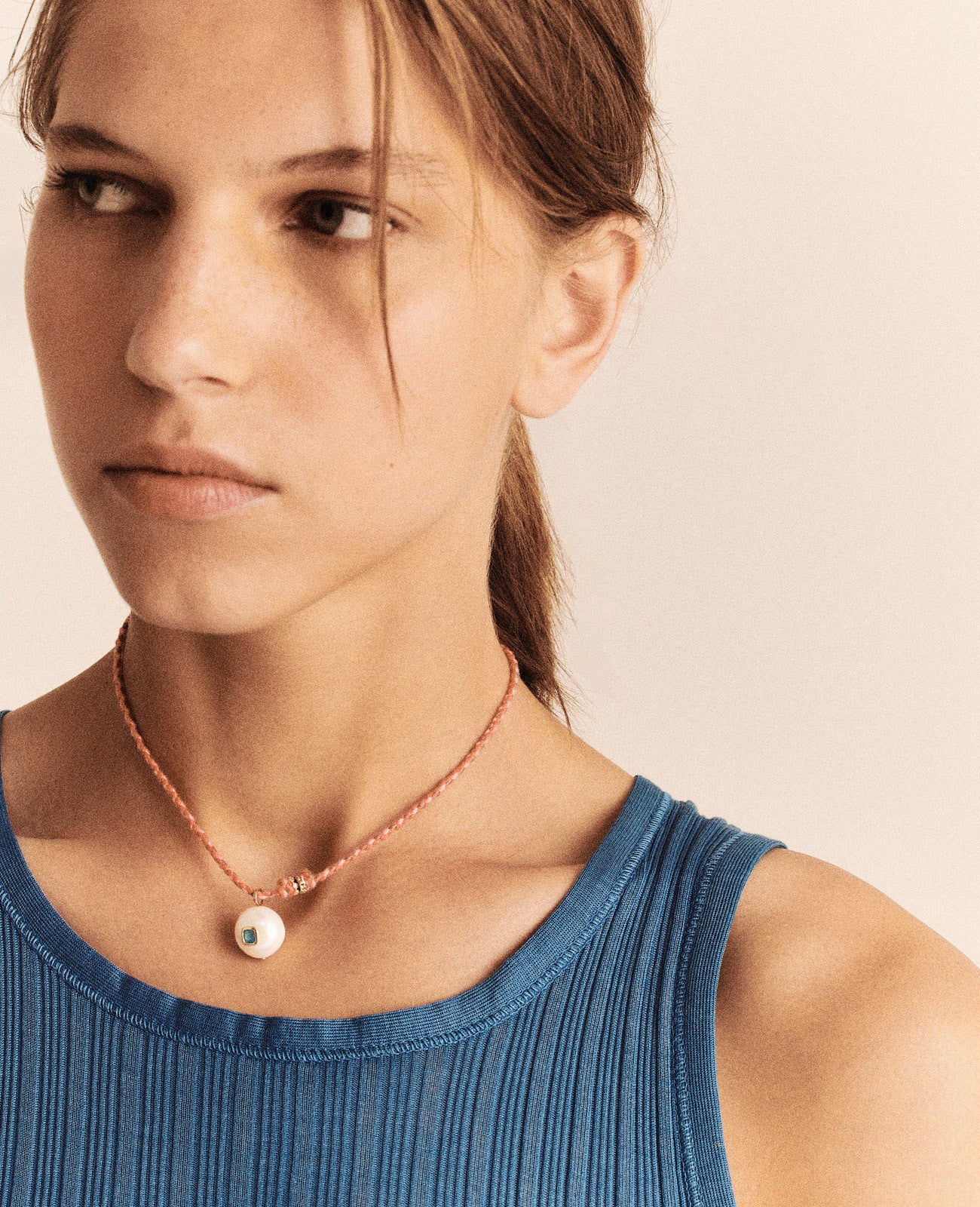 EDDIE Pearl & Blue Topaz Necklace