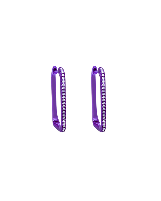 Metallic Violet Rectangular Hoops