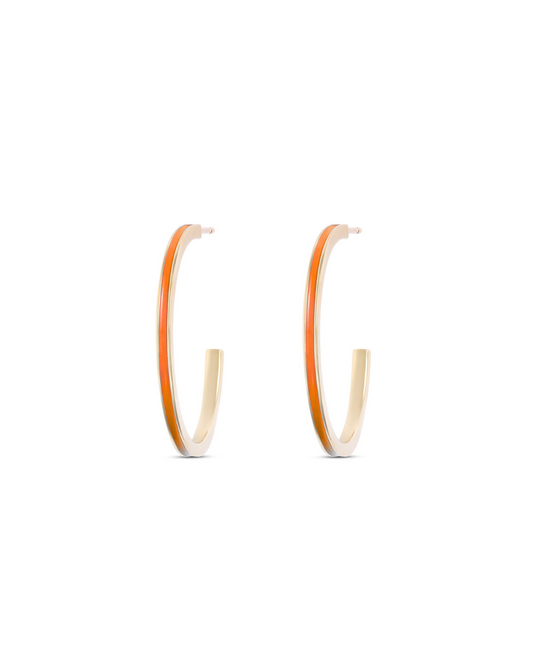Medium Orange Enamel Hoops