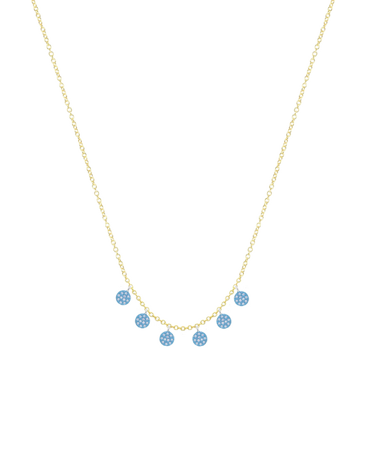 Blue Rhodium Disk Charms Necklace