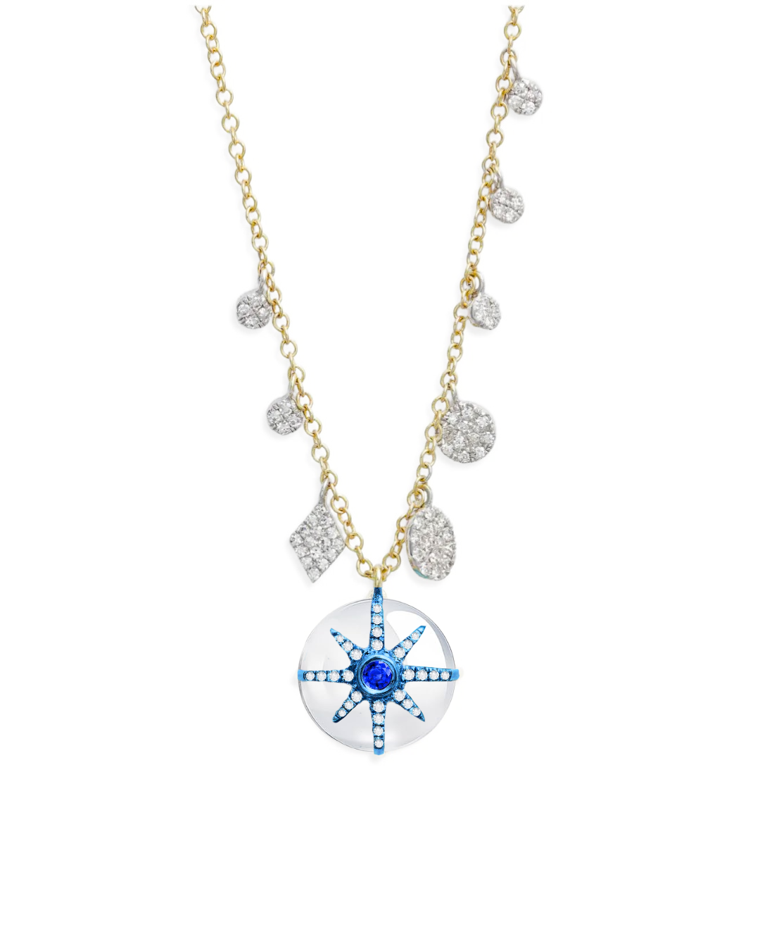 Quartz and Sapphire Starburst Necklace