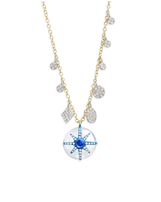 Quartz and Sapphire Starburst Necklace