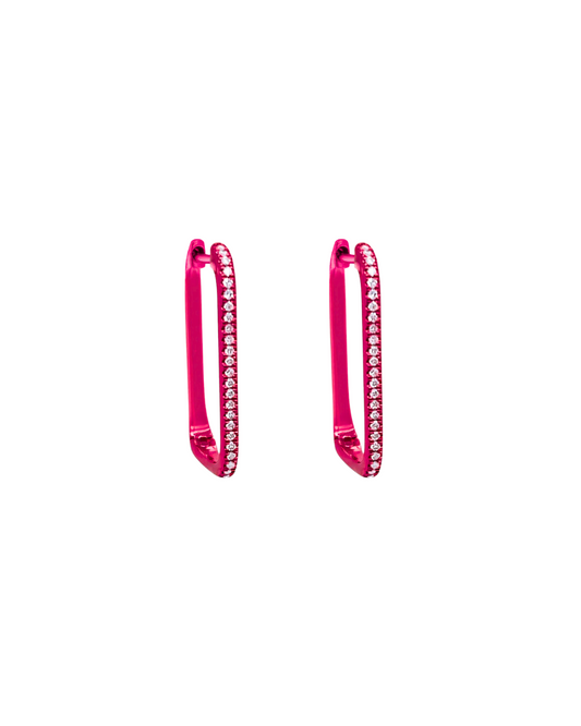 Metallic Red Rectangular Hoops