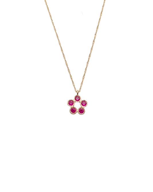 Mini Flower Ruby Necklace