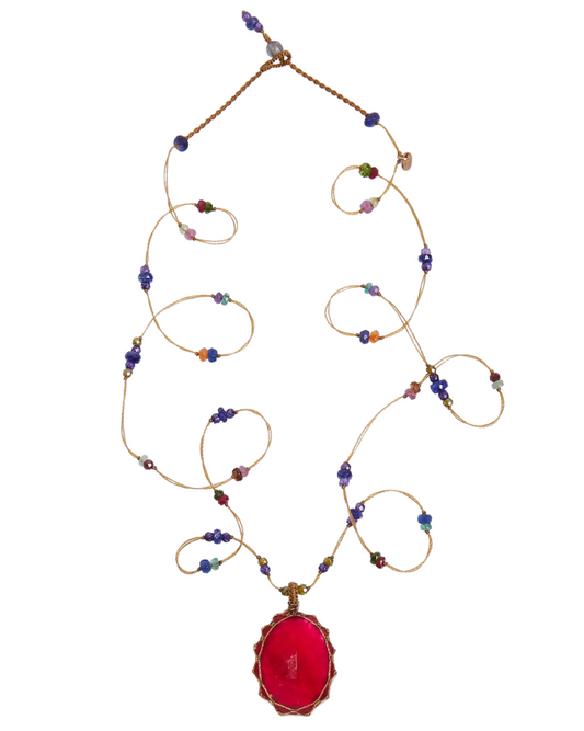 Long Tibetan Rubellite Pendant