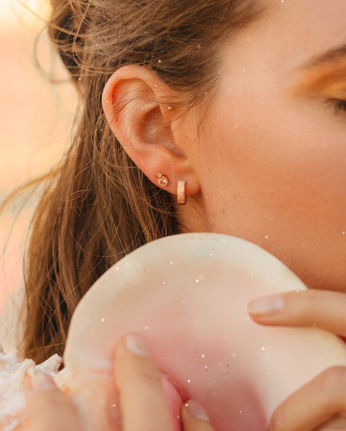 Peach Topaz Studs